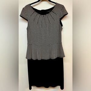 Professional Women's Black/Cream Polka Dot Peplum Dress from Connected